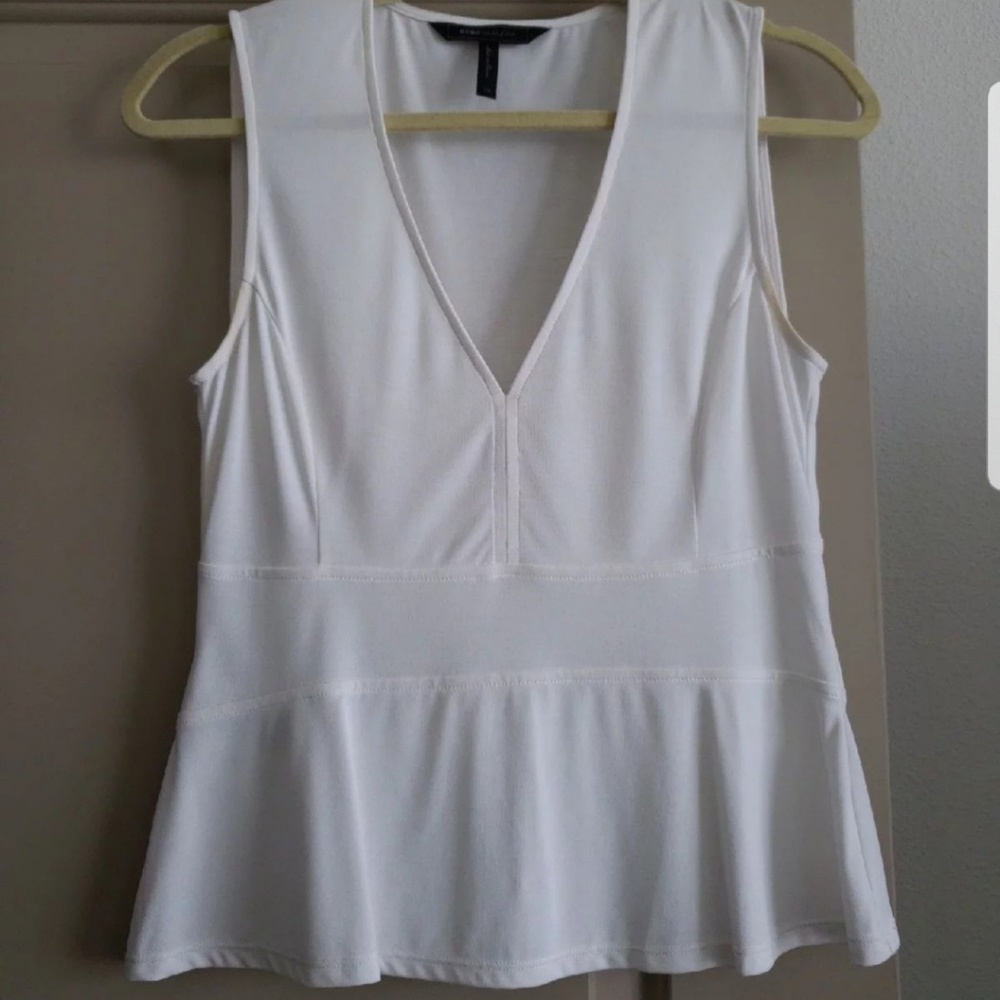 BCBG MAXAZRIA White Peplum Top